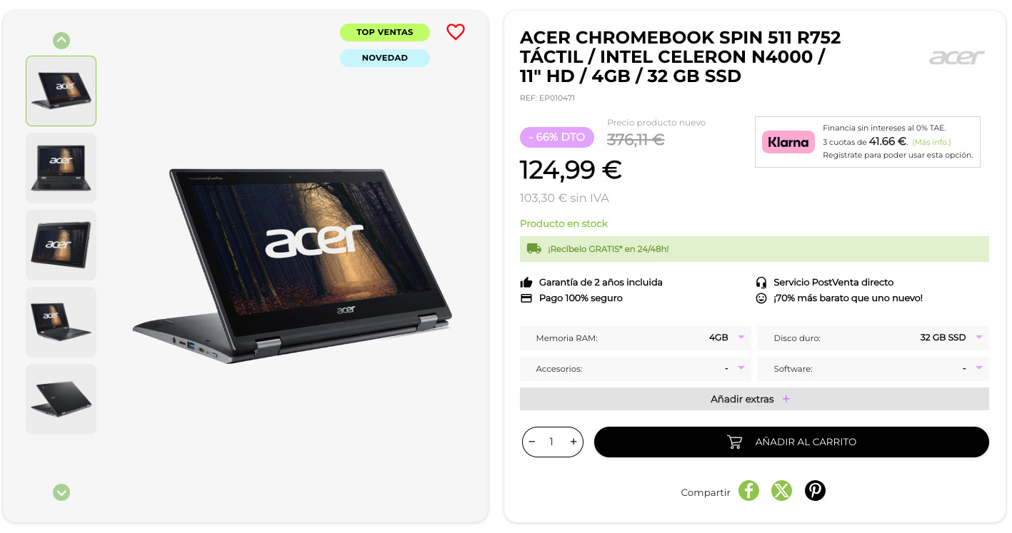 Acer Chromebook Spin 511 R752 Táctil